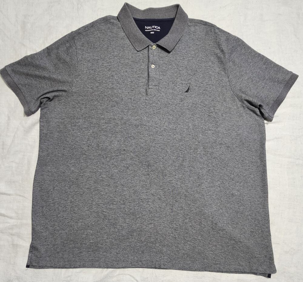 Nautica Performance Deck Shirt Polo Men Big & Tall 5XLT Gray Short Sleeve Golf
